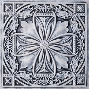 Sample of Faux Tin Ceiling Tile for Dropped ceiling, glue up, or 3D wall decor. Easy DIY installation. image 5