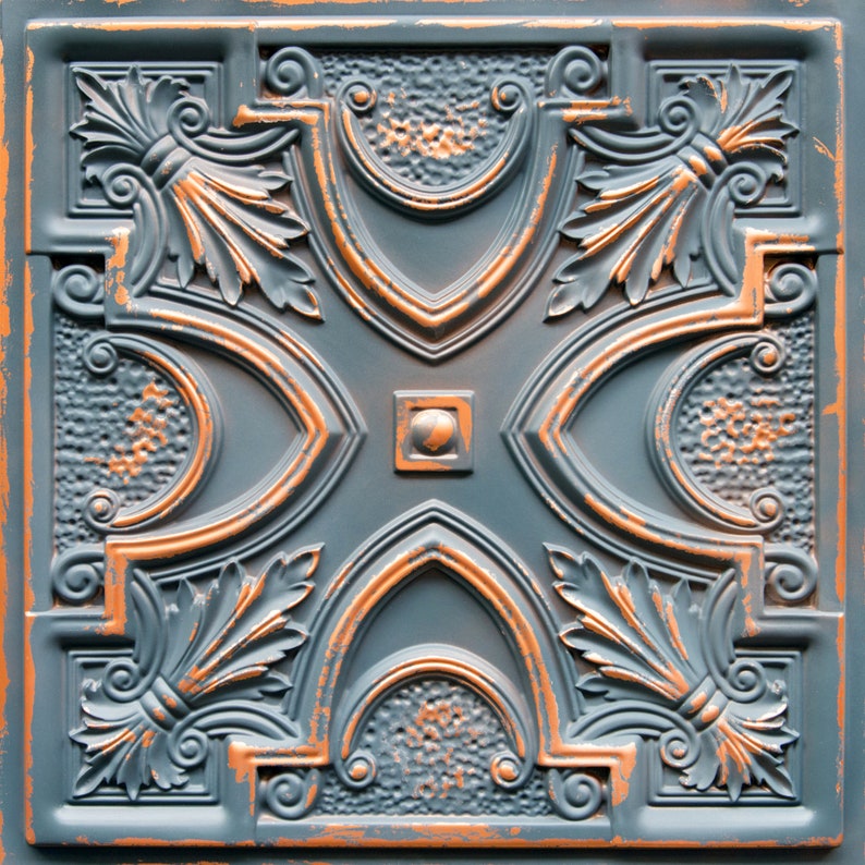 Decorative Faux Tin Ceiling Tiles In Graphite Gold 10 Pack Glue Up Or Drop In Into The Existing 2x2 Grid System Easy Diy Installation