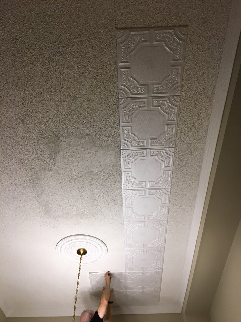 Styrofoam Ceiling Tiles to Cover Popcorn Ceiling. Easy DIY Etsy