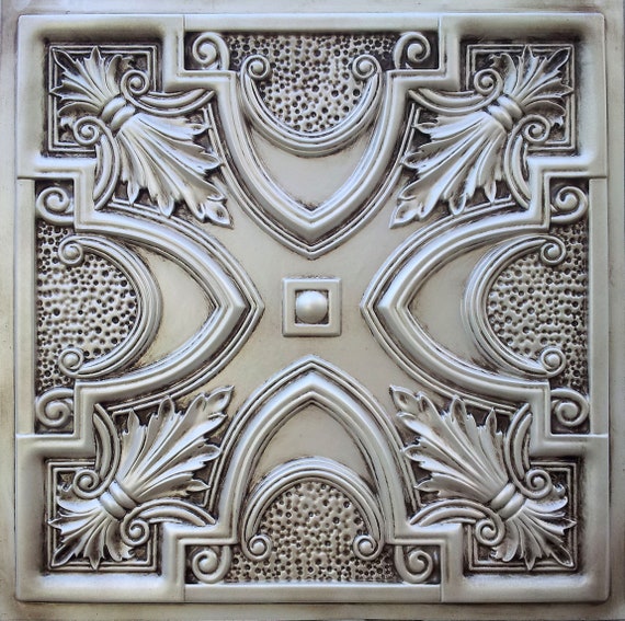 Faux Tin Ceiling Tiles For Glue Up Or Drop In 2x2 Grid System Or 3d Wall Decor Easy Diy Installation 10 Decorative Tiles Antique White