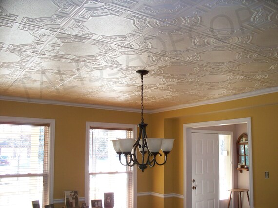 Styrofoam Ceiling Tiles Cover Popcorn Ceiling Easy Diy Installation Glue Up Over Popcorn Pack Of 8 White Polystyrene Decorative Tiles