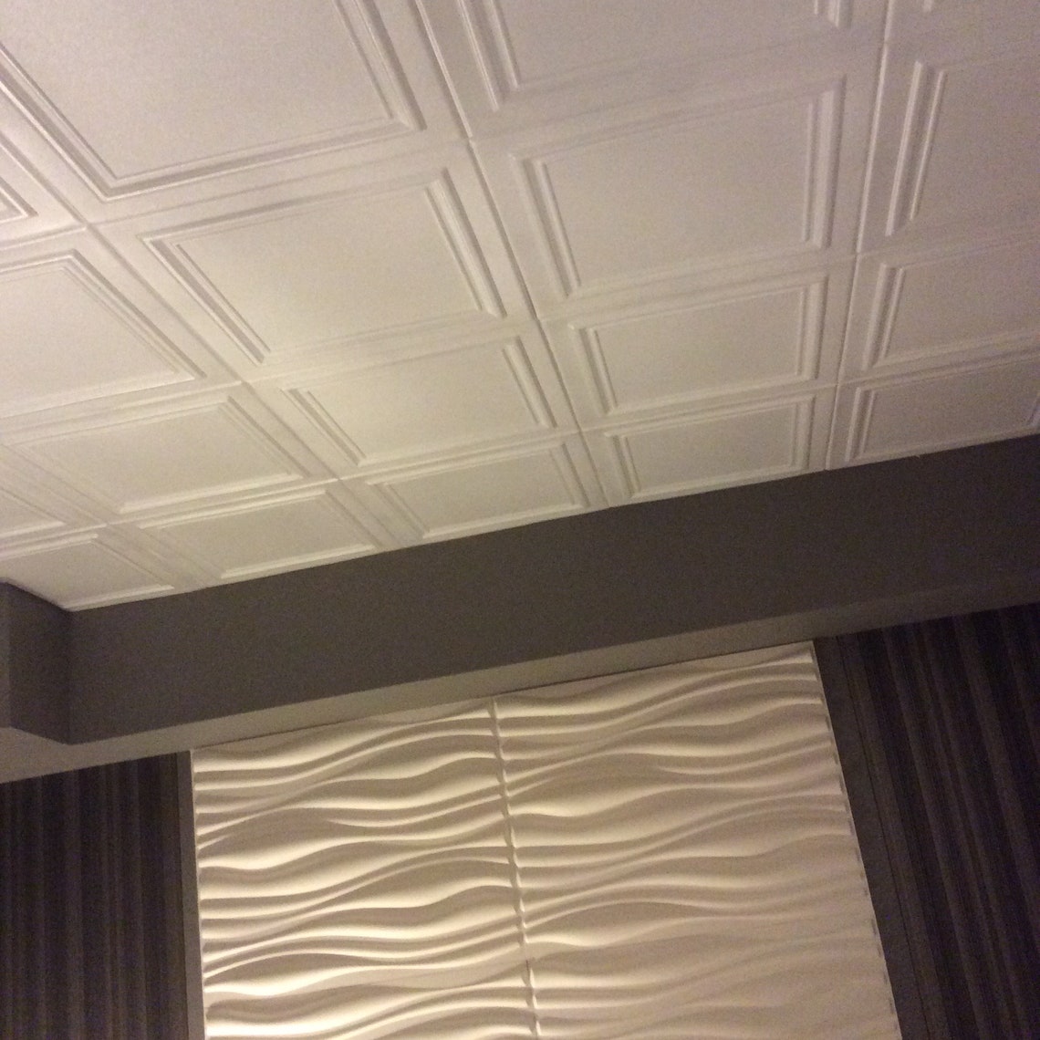 Styrofoam Ceiling Tiles Popcorn Ceiling Cover. Easy DIY Etsy