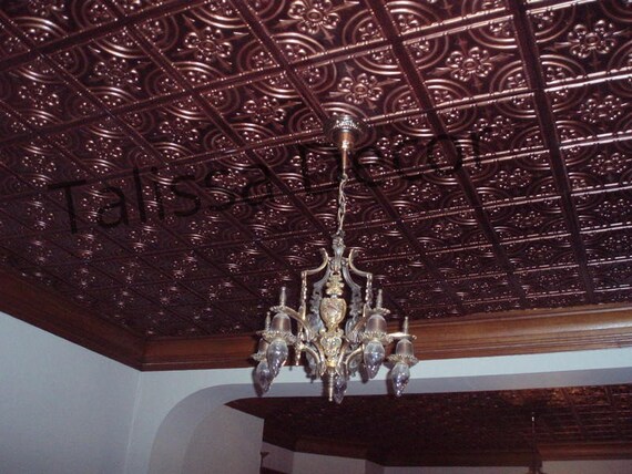 Faux Tin Decorative Ceiling Tiles In Antique Copper Glue Up Etsy