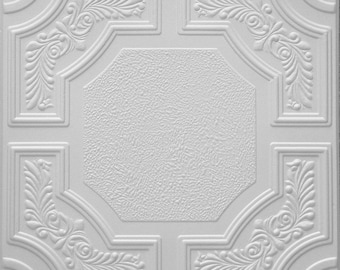 Styrofoam Ceiling Tiles to cover popcorn ceiling. Easy DIY installation - Glue up over popcorn. Box of 16 white Polystyrene Decorative tiles