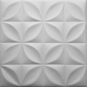 May include: White wall panel with a repeating geometric pattern of overlapping circles. The circles create a 3D effect, giving the panel a textured look.