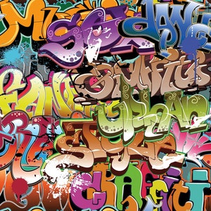 Funky Hip Hop Mural Wall Art Print for teens room decor Fun Graffiti Removable Wall Décor Accent Wall Prepasted Wall Mural #MU1657