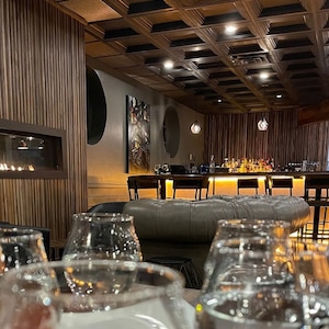 Parallel Lined Faux Tin Decorative Ceiling Tiles in Black Matte. Drop-in to an Existing 2x2 Grid