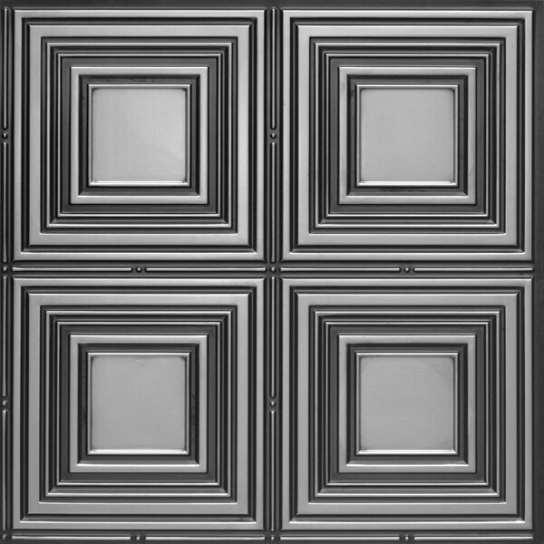 thumbnail image 2 of Lot Of 25 PVC Faux Tin Ceiling Tiles 24x24 - Antique Silver D148 Glue Up - Eurodeco Style 2 of 9