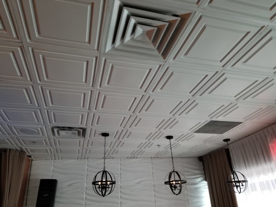 Modern Drop in Decorative PVC Ceiling Tiles in White Matte. - Etsy ...
