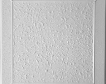 Styrofoam Glue up Ceiling Tiles - popcorn ceiling cover, or flat surface. Easy DIY installation. 16 white Decorative Polystyrene tiles.