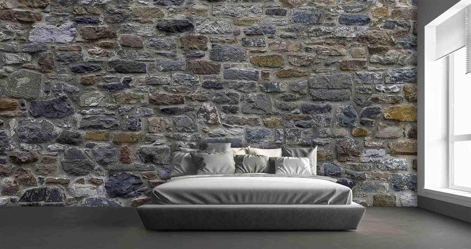 Stone Wall Photo Mural 3D effect Wall Art Print Removable | Etsy
