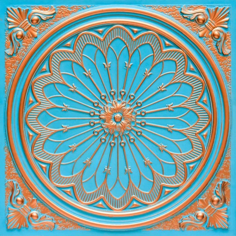 Blue Curacao Collection Faux Tin Ceiling Tiles. 2' X Etsy