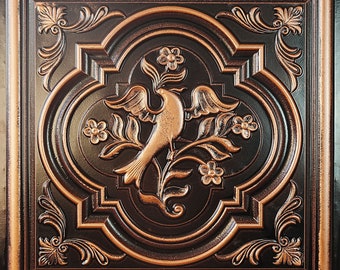 Art Nouveau Bird Tin ceiling tile (TD39) 2' x 2' (Glue up or Drop in installation) - the tiles you need for a DIY ceiling glow-up