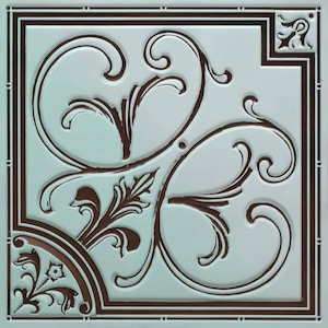 Antique Swirl Design 2&#39;x2&#39; Faux Tin ceiling tile wall panel for Glue-Up installation only (0204). DIY any space with easy-to-install tiles!
