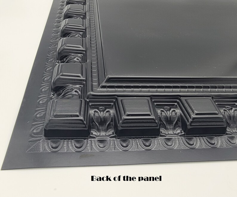 Coffered Faux Tin Decorative Ceiling Tiles. Model #236 Black Matte. Drop In into the existing 2x2 grid system (cannot be glued up) bild 7