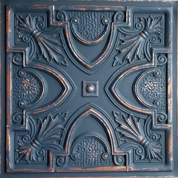 Decorative Faux Tin Ceiling Tiles In Graphite Gold 10 Pack Glue Up Or Drop In Into The Existing 2x2 Grid System Easy Diy Installation