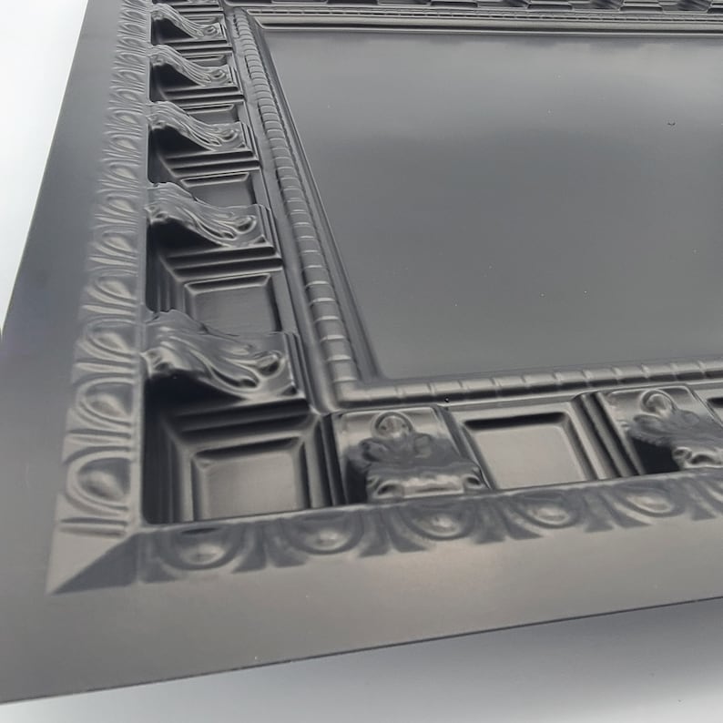 Coffered Faux Tin Decorative Ceiling Tiles. Model #236 Black Matte. Drop In into the existing 2x2 grid system (cannot be glued up) bild 6
