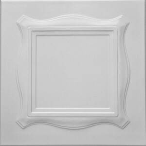 May include: White decorative wall panel with a raised, ornate frame. The frame has a slightly curved, scalloped edge.