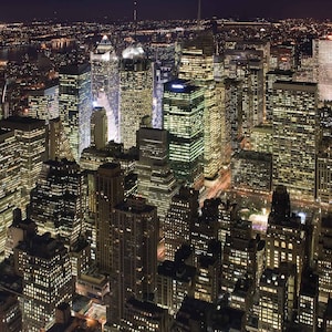 Manhattan at night - Photo Mural 3D effect Wall Art Removable Wall Décor Accent Prepasted Wall Mural #MU1181