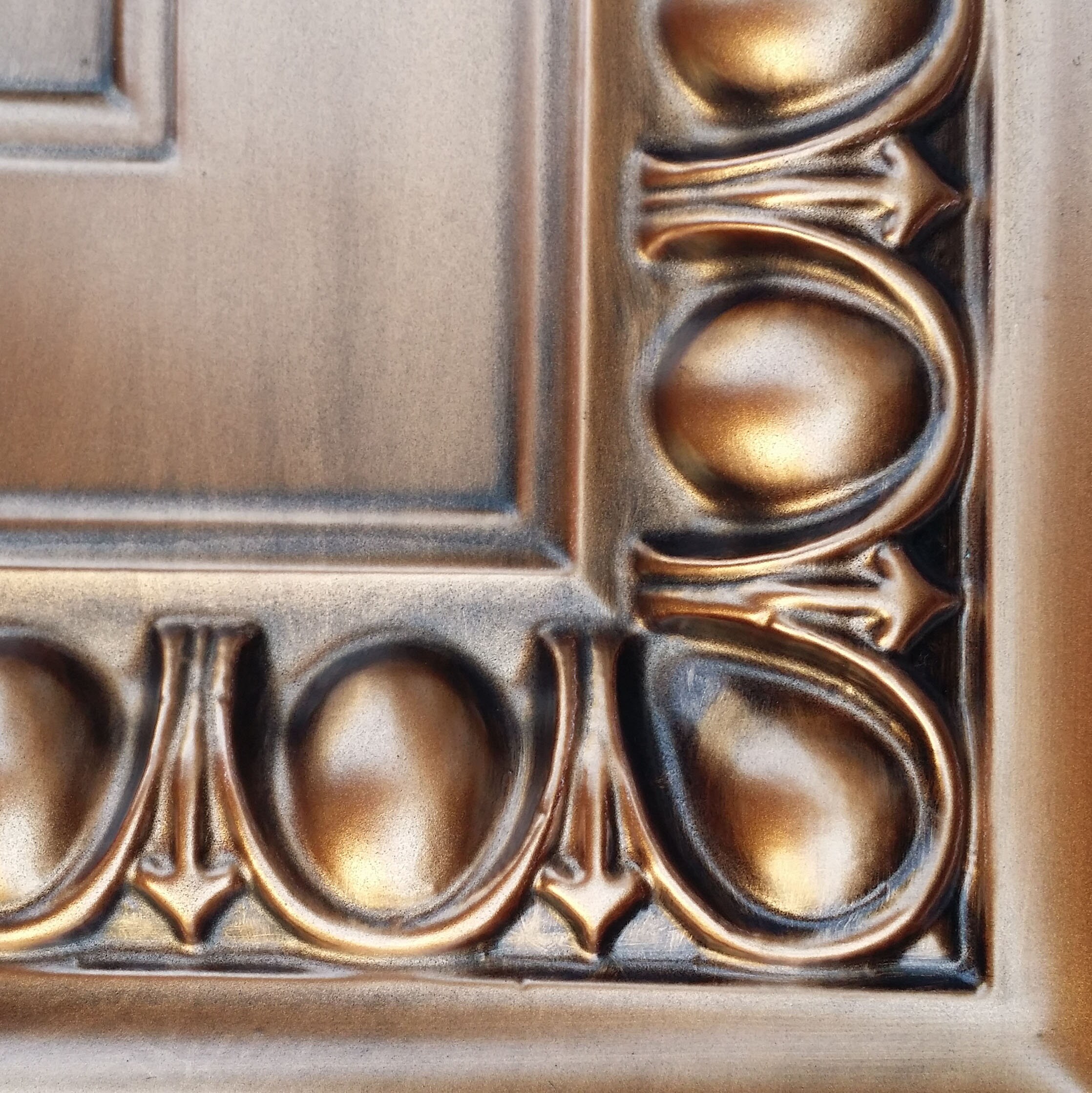 Faux Tin Ceiling Tiles 2'x2' Weathered Copper, 10-Pack PVC Glue-Up Or Drop-In, Waterproof & Class A Fire Rated