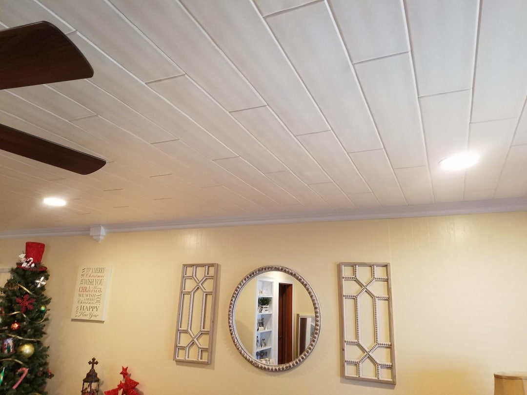 White Styrofoam Ceiling Planks to Cover Popcorn Ceiling or Solid Flat