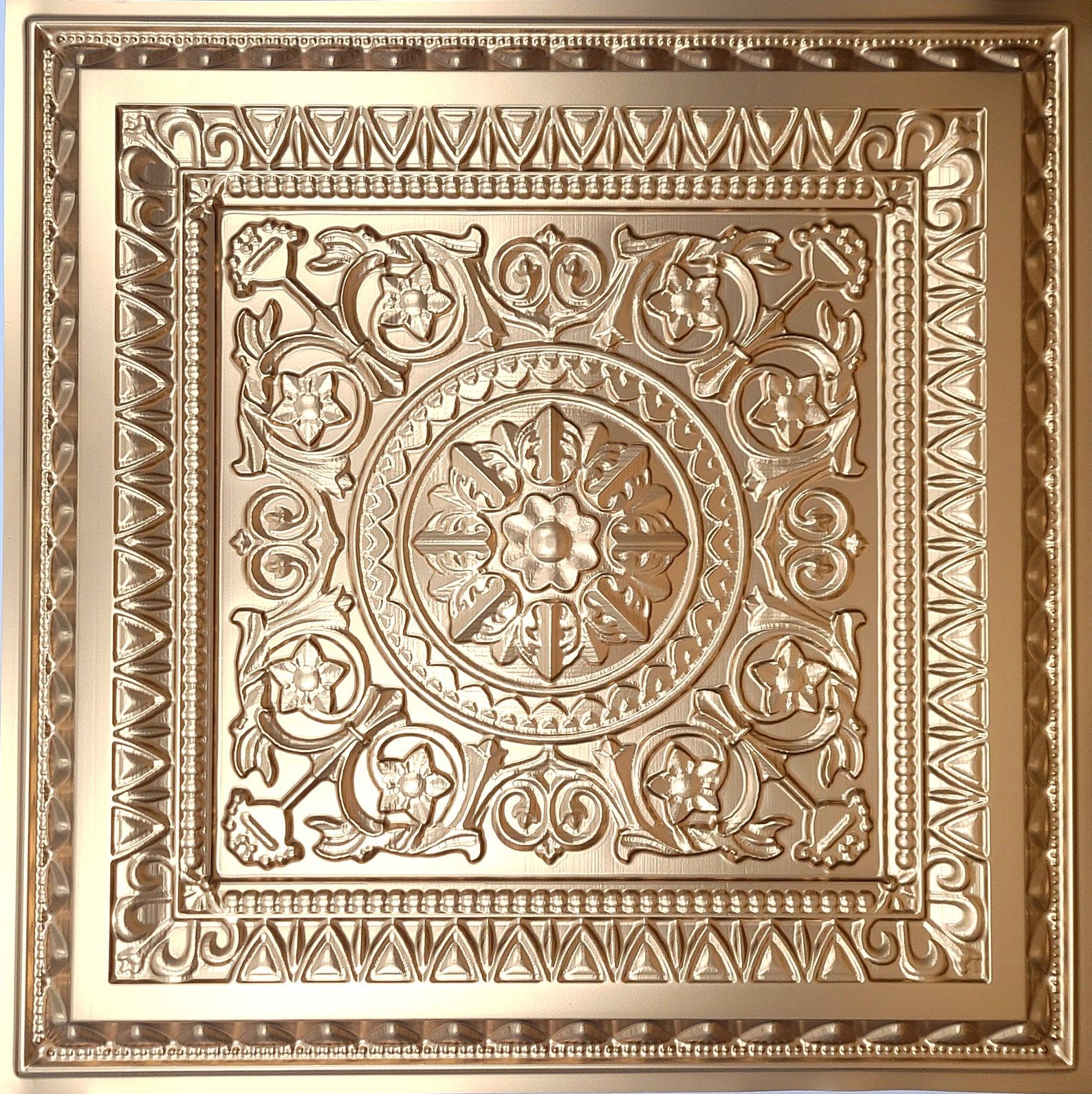 3D embossed Faux Tin Ceiling Tiles in Gold. 10 Decorative Etsy