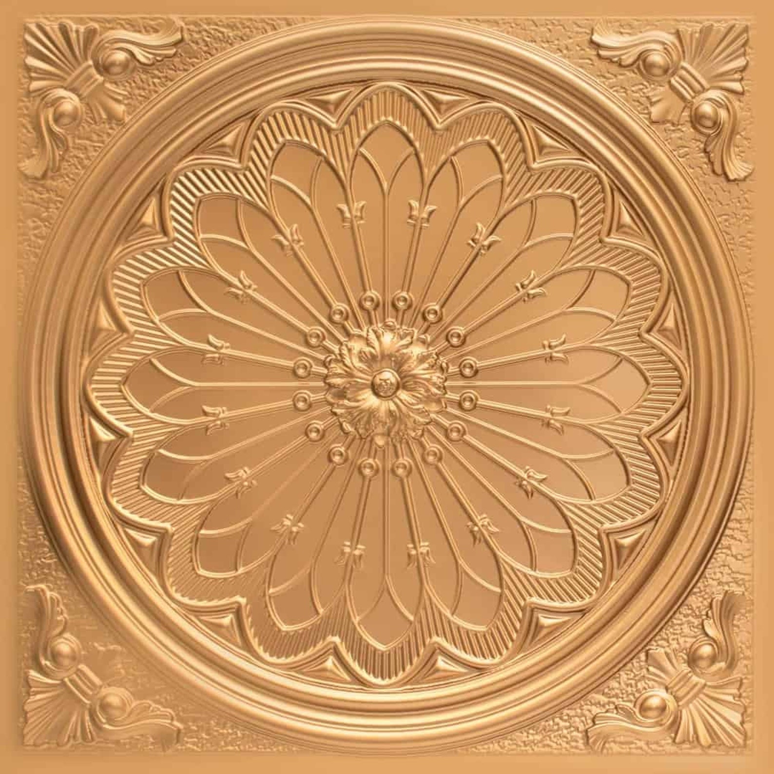 Floral Rondel Design - 2'x2' Faux Tin Ceiling Tiles, 3D Wall Panel #238 ...