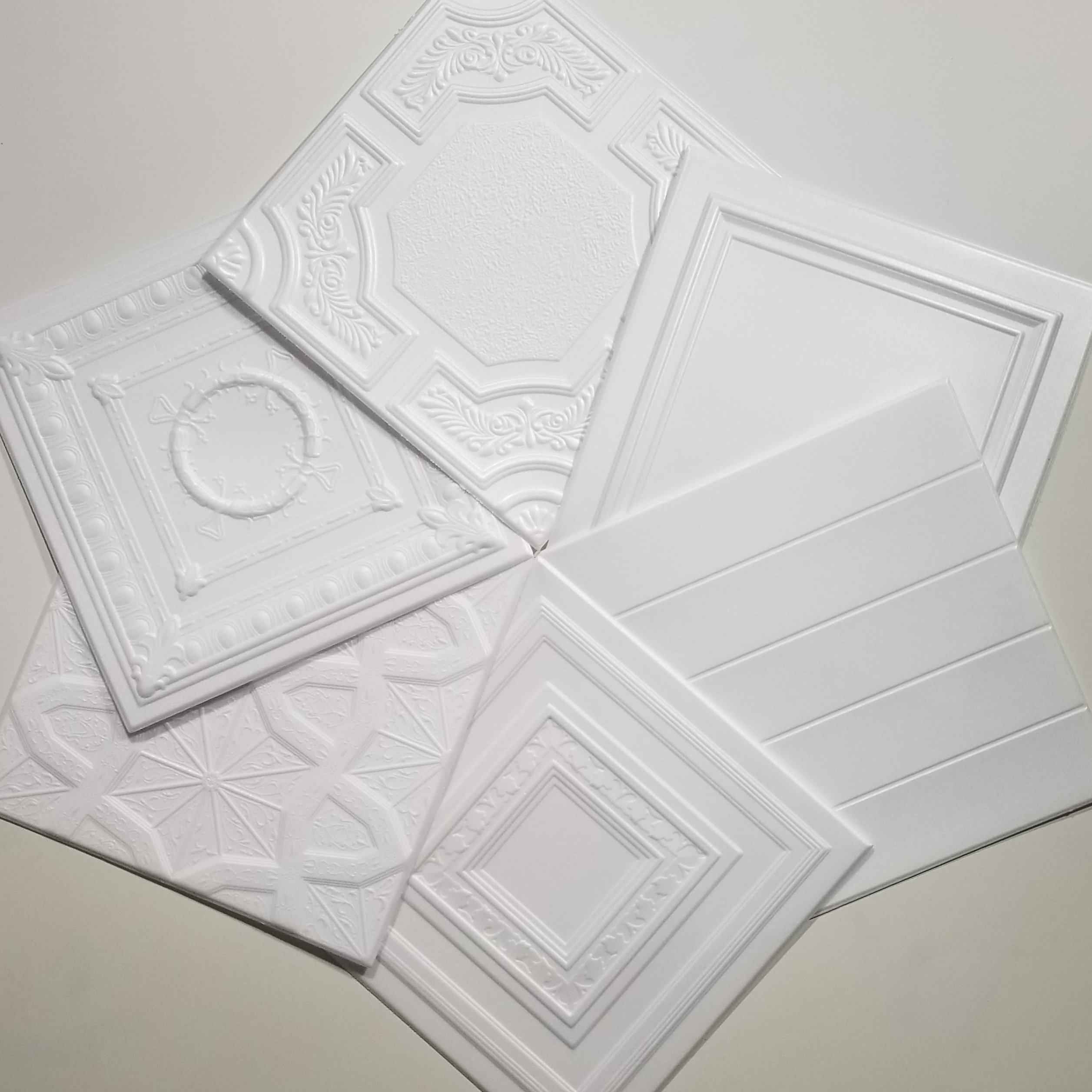 Sample of Styrofoam Ceiling Tile cover popcorn ceiling. Easy Etsy