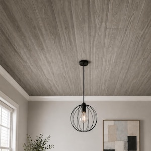 Rustic Grey Styrofoam Ceiling Planks | Popcorn Ceiling Cover Panels | Lightweight Glue-Up Shiplap Look | Model #07102