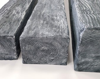 Modern faux wood beams, Large 118" barn beam, farmhouse industrial loft beam in Washed Grey. Pack of 2.