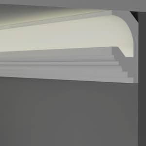 LED strip-ready Polystyrene crown molding Model #04-044. Easy to install 6.56 ft. long glue up moldings. (LED strip is NOT included)