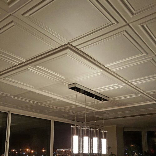 Styrofoam Ceiling Tiles Popcorn Ceiling Cover. Easy DIY Etsy