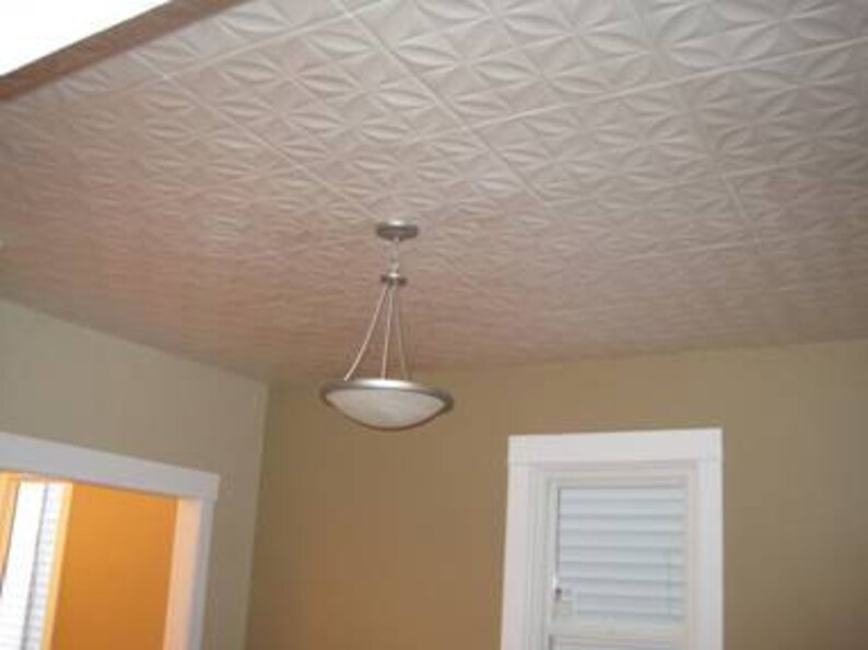 Styrofoam Ceiling Tiles popcorn ceiling cover. Easy DIY Etsy