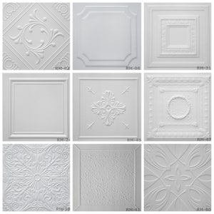 Sample of Styrofoam Ceiling Tile - cover popcorn ceiling. Easy DIY installation - Glue up over popcorn, or any flat surface. 1 TILE