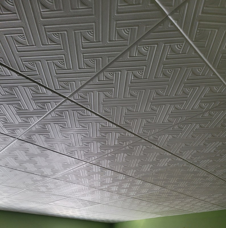 STYRO PRO Polystyrene Ceiling Tiles Glue up over popcorn ceiling