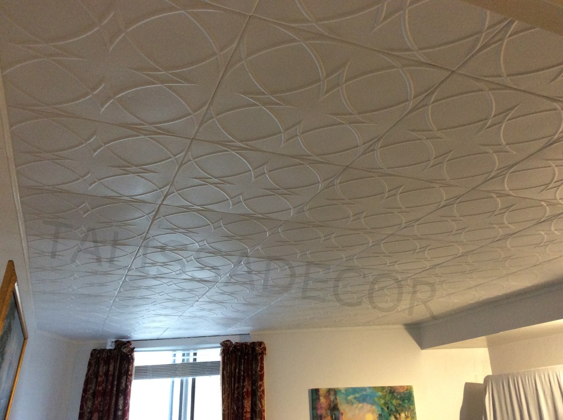 STYRO PRO Polystyrene Ceiling Tiles Glue up Over Popcorn Etsy