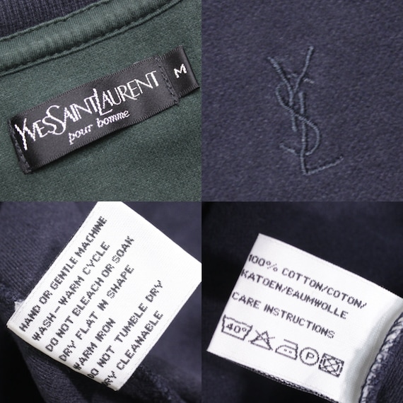 Yves Saint Laurent 90S YSL Logo Velour Sweatshirt Vintage 