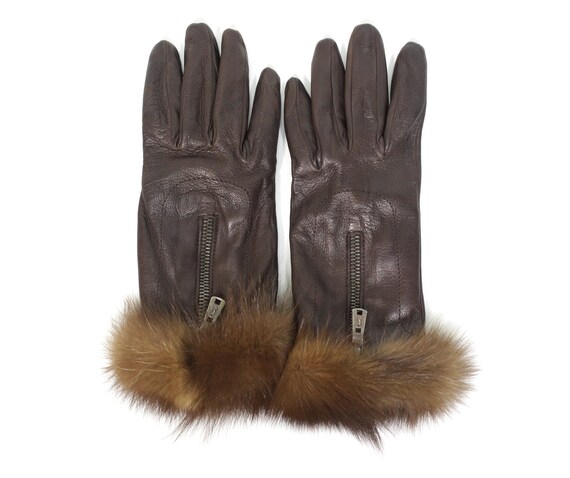 Yves Saint Laurent Rive Gauche Leather Gloves Vin… - image 2