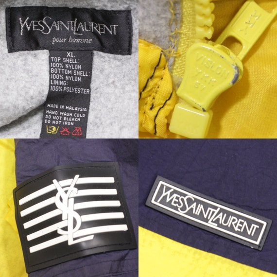 Yves Saint Laurent 90S YSL Flag Logo Nylon Jacket… - image 10