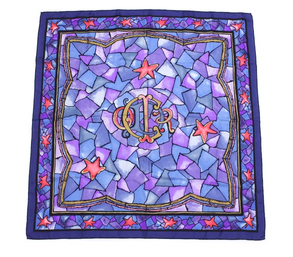 Christian Dior 90S "Vitrage" Logo Pattern Silk Scarf … - Gem