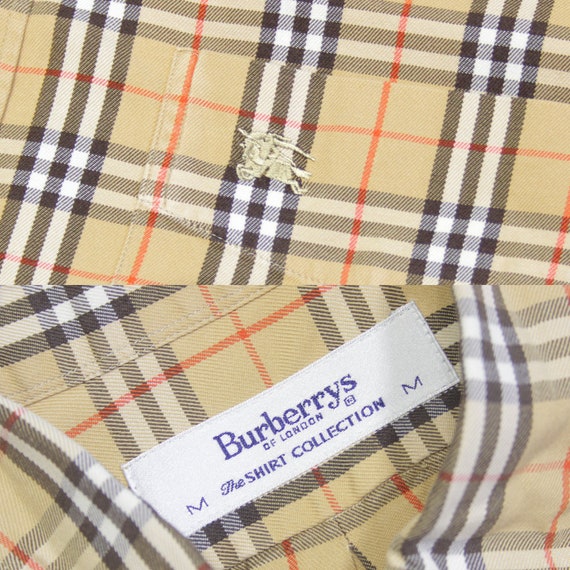 VINTAGE 80s BURBERRYS NOVA CHECK SHIRT NAVY BLUE SIZE L