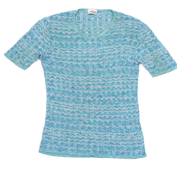 Pull en maille en résille multicolore Missoni années 90