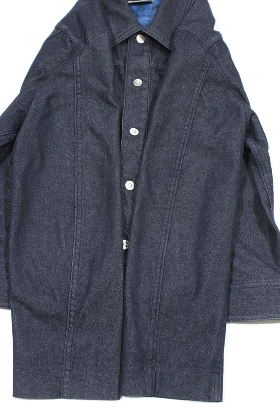 Vintage 90s Black Versace Jeans Denim Button Down Crop Jacket 12 14 M