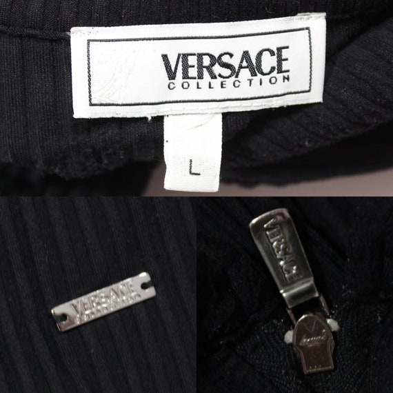 Versace Metal Logo Ribbed Stretch Sweater Vintage - image 7