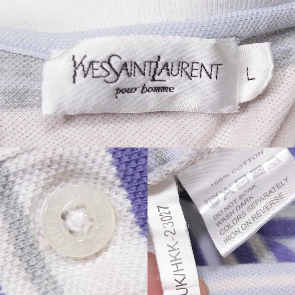 Yves Saint Laurent 90S YSL Logo Striped Polo Vintage - Etsy