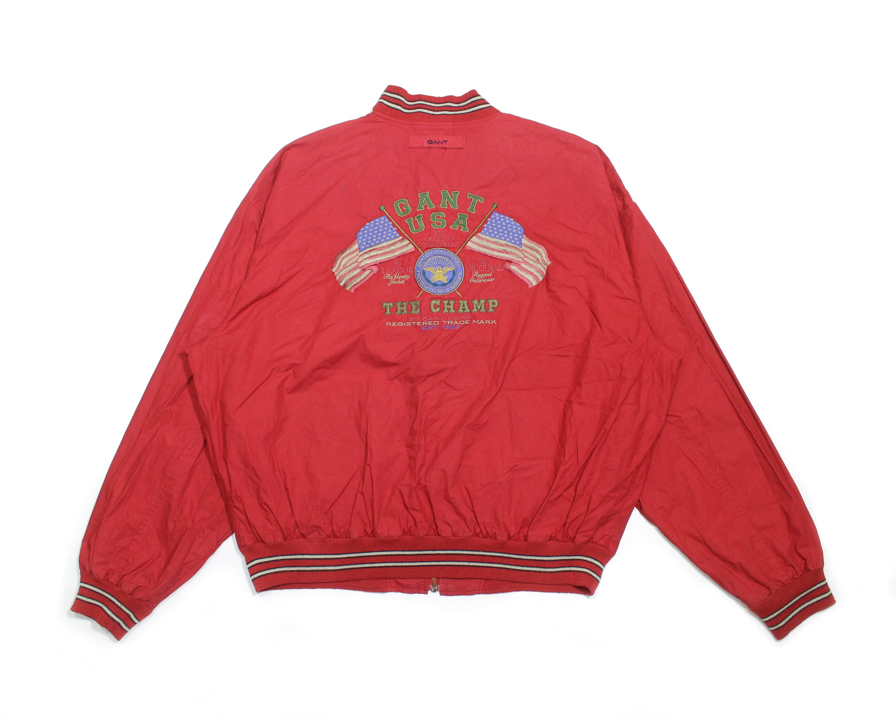 Gant 90S USA Big Logo Varsity Red Bomber Jacket 