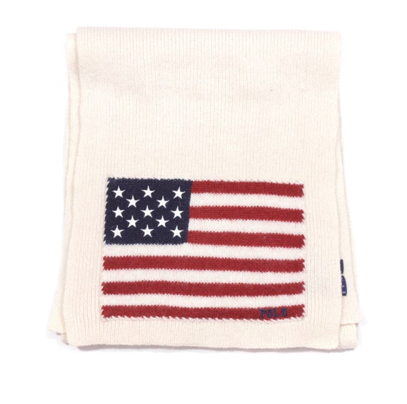 Polo Ralph Lauren 90S USA Flag Logo Wool Scarf Vintage - Etsy