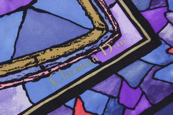 Christian Dior 90S "Vitrage" Logo Pattern Silk Scarf … - Gem