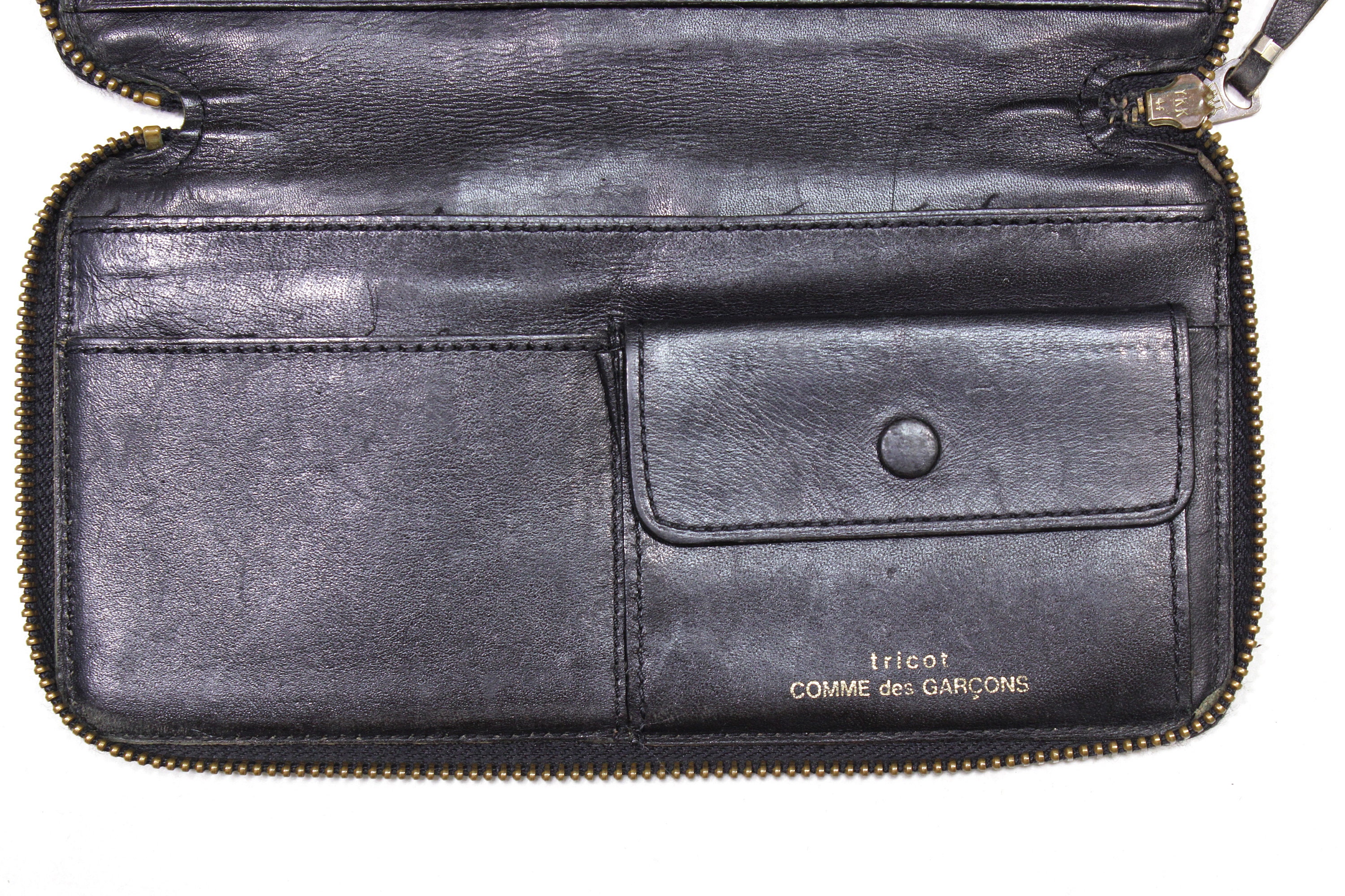 Comme Des Garcons 90S Tricot Leather Wallet Vintage Etsy
