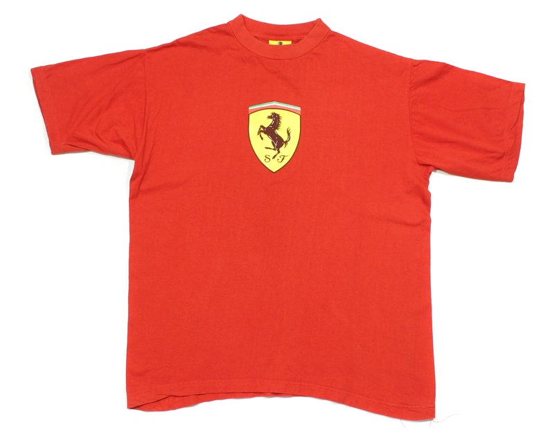 T-shirt Vintage Ferrari – Rouge – Taille XL – Poids Lourd, Logo – Occasion Parfait état